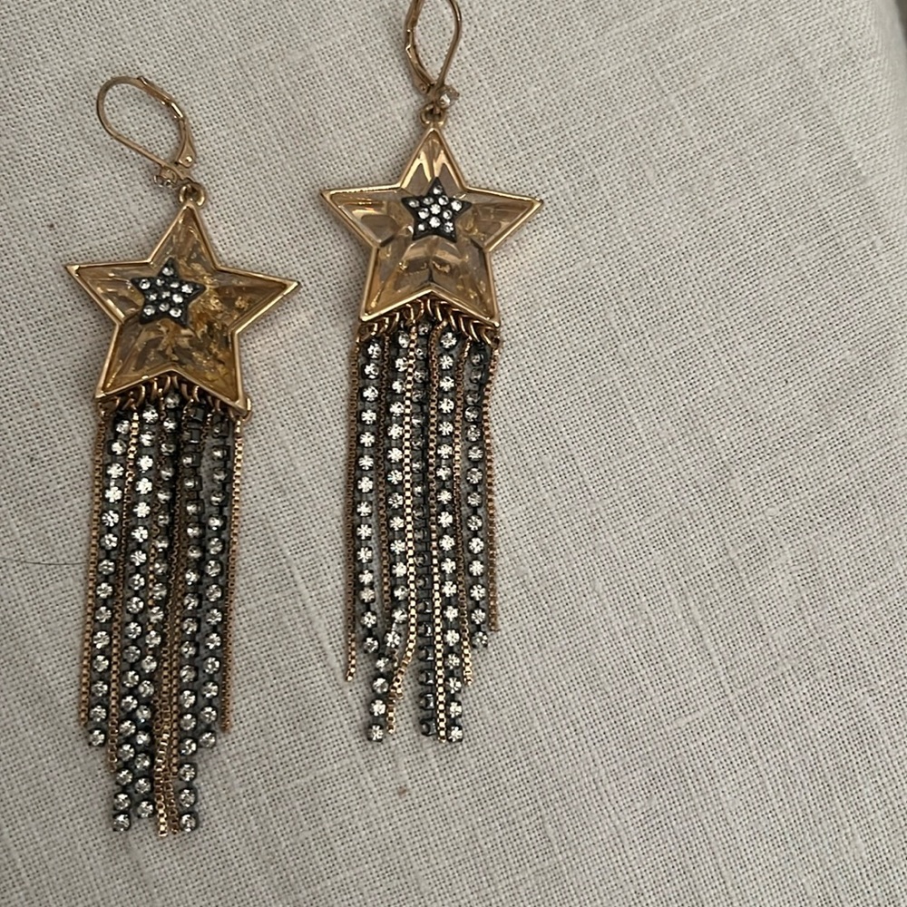 Star earrings w/rhinestones pierced